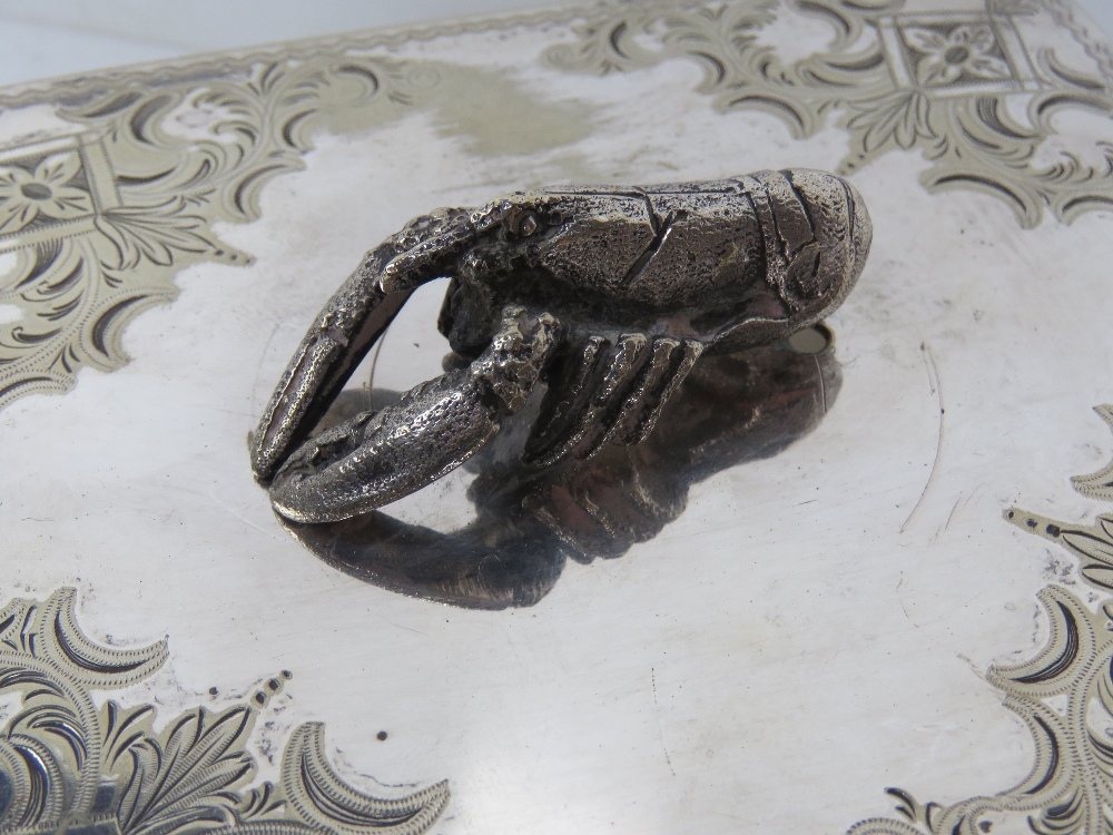 A delightful silver plated Mappin & Webb butter dish having lobster designed handle, - Image 2 of 4