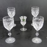 A Scottish cut glass thistle shaped Sherry together with a set of four lead crystal wine glasses