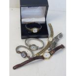 A quantity of ladies wrist watches inc Rotary in original presentation box, Accurist, Seiko, etc.