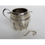 A hallmarked silver twin-handled cup, one handle a/f, 121.9g / 3.93ozt.