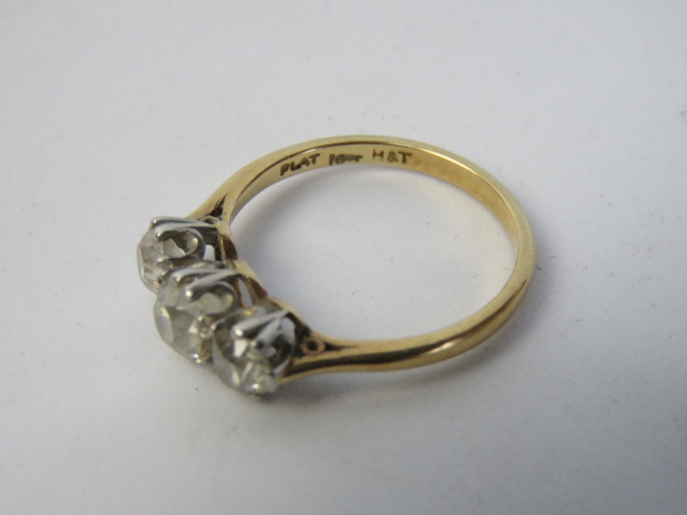 A superb vintage 18ct gold platinum and diamond trilogy ring in original box. - Image 4 of 4