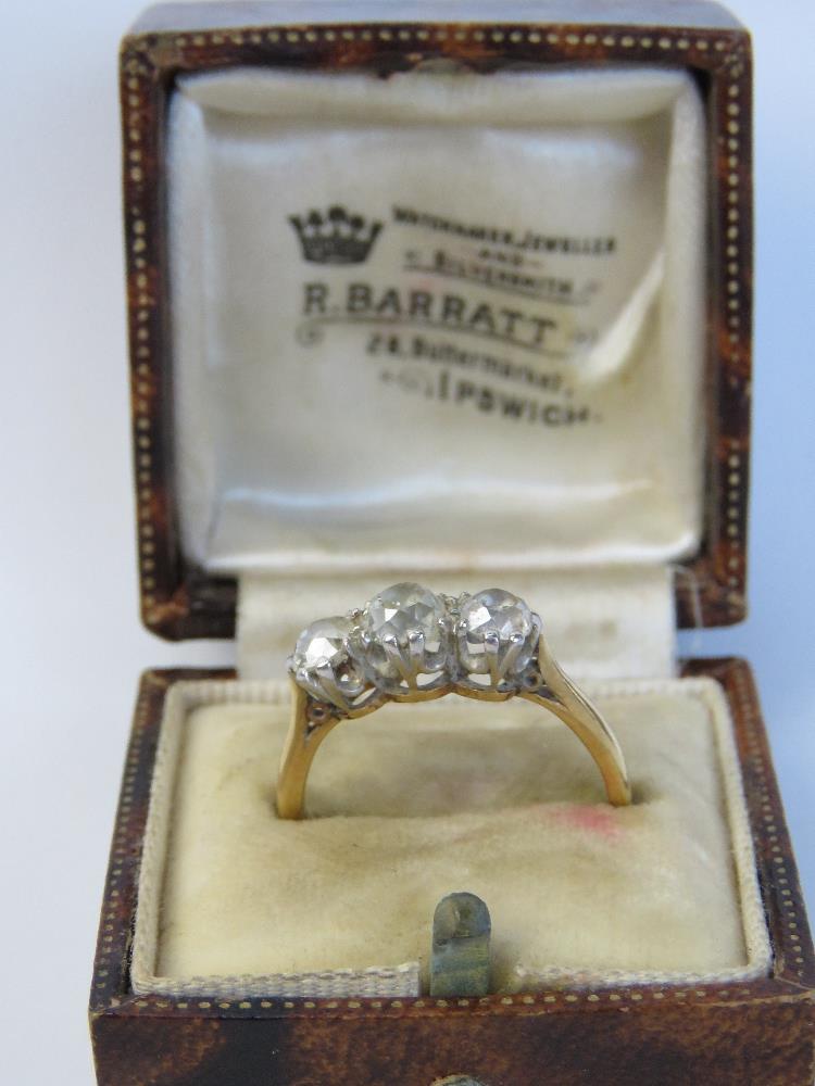 A superb vintage 18ct gold platinum and diamond trilogy ring in original box. - Image 3 of 4