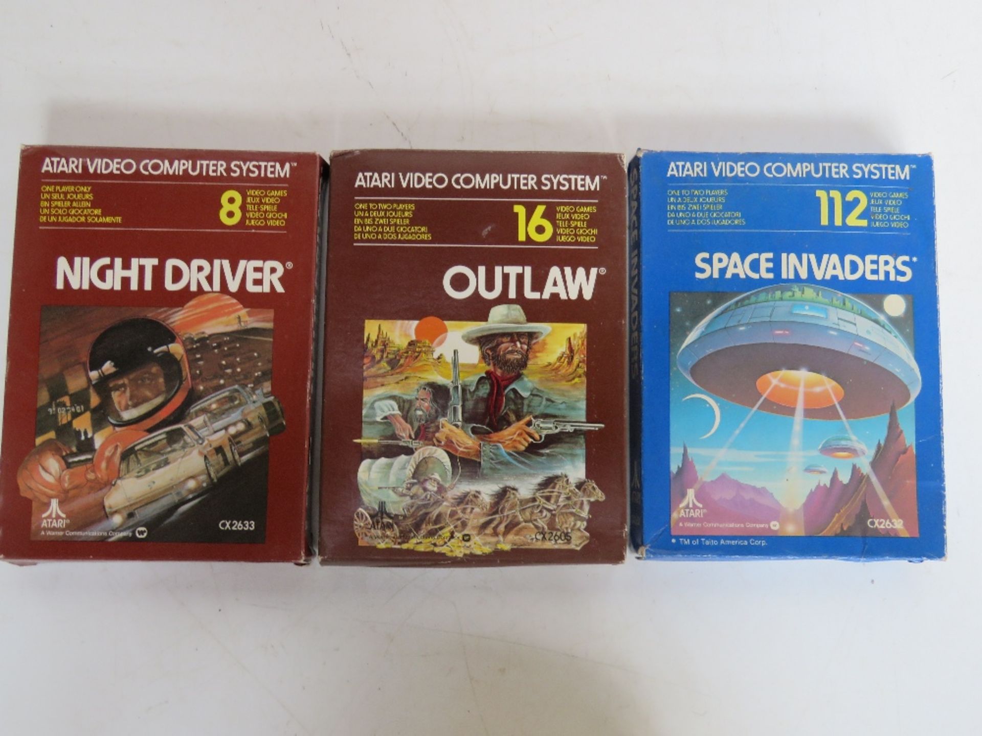Nine vintage boxed Atari video computer games inc PacMan, Space Invadors, Outlaw, etc. - Image 3 of 4