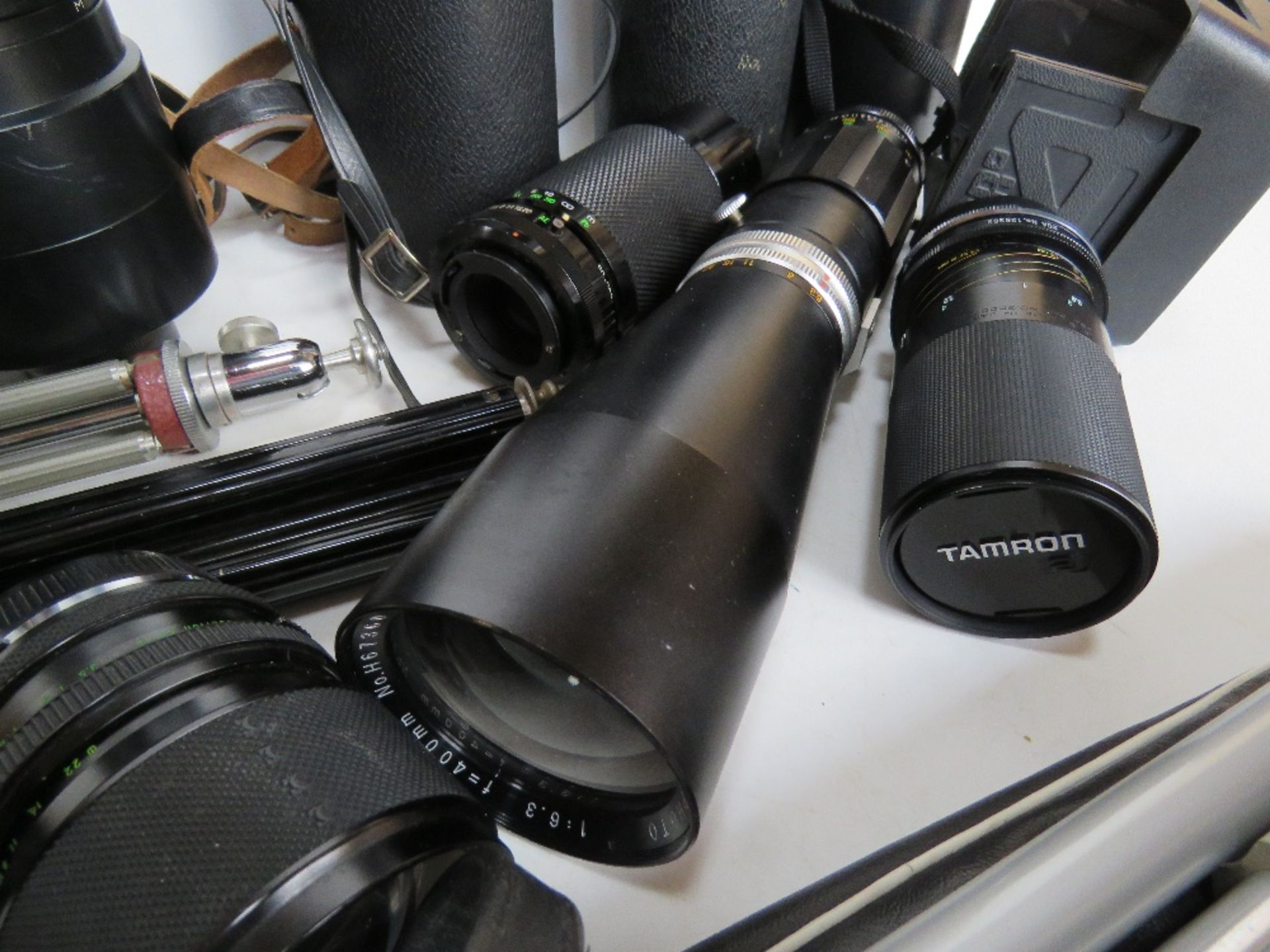 A quantity of photographic equipment inc lenses and tripod, Tamron lenses noted. - Image 4 of 7