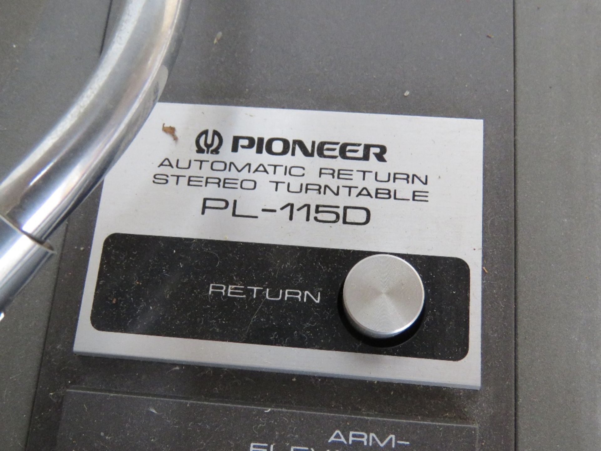 A Pioneer Automatic Return stereo turntable PL=115D, lid deficient. - Image 2 of 2