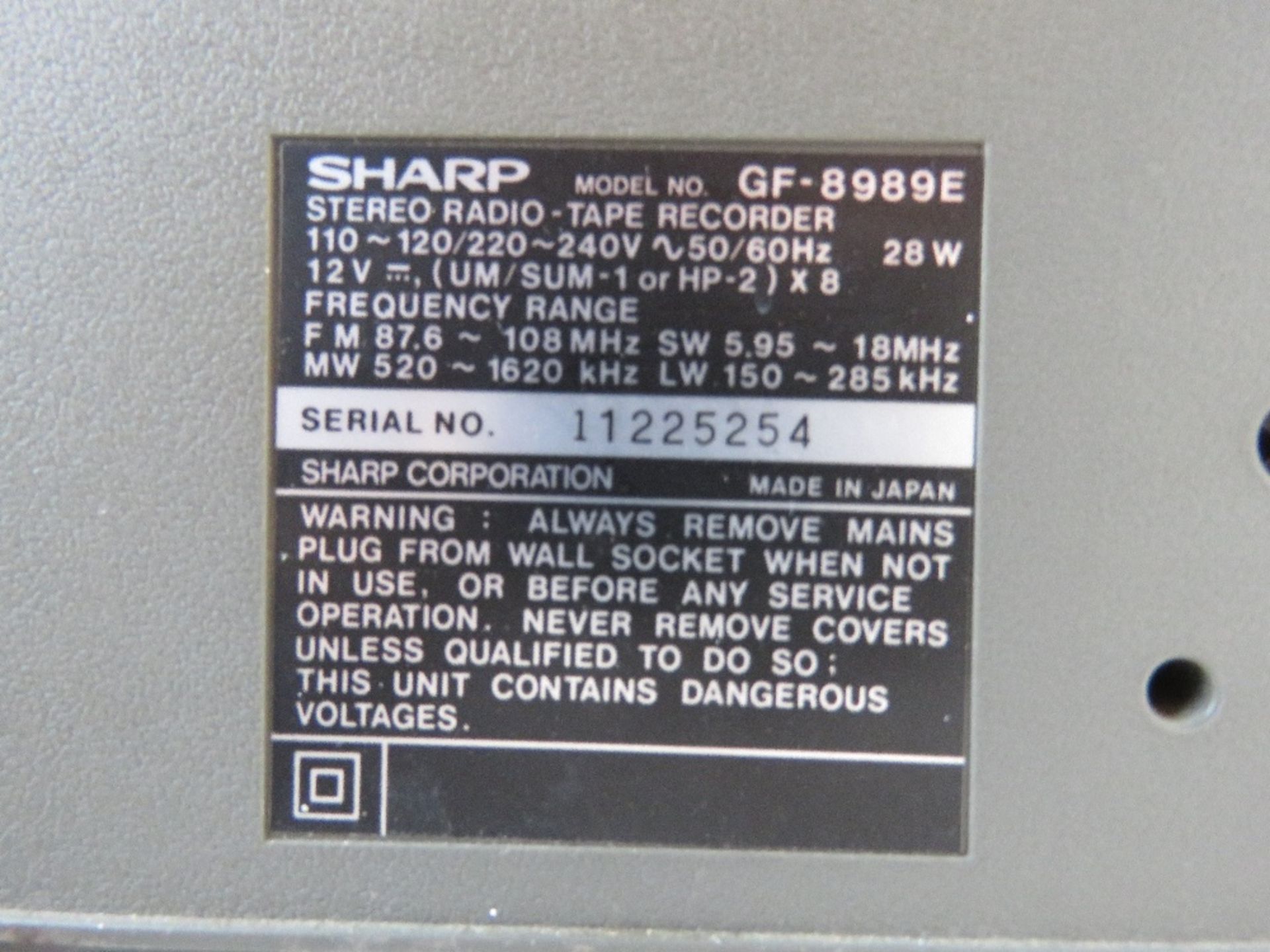 A Sharp stereo radio tape recorder model GF-8989E. - Image 2 of 2