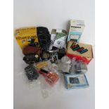 A quantity of assorted cameras and accessories inc Kodak Brownie 127, Polaroid Wink-Light,