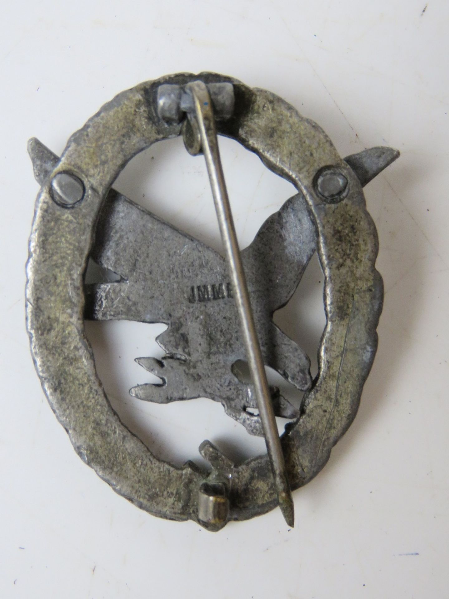 A Luftwaffe Radio Op/Air Gunners badge, makers J.M.M.E, with pin (a/f). - Image 2 of 2