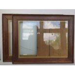 A fine pair of oak frames both glazed with gilt inserts, sight size approx 57 x 42cm,