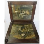 A pair of good oak Arts and Crafts frames having roundel to each corner, one with glass,