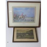 A coloured steel engraving Vale of Aylesbury Steeplechase painted by F V Turner,