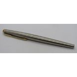 A Parker (USA) Falcon fountain pen, stainless steel with broad nib, c.1979.
