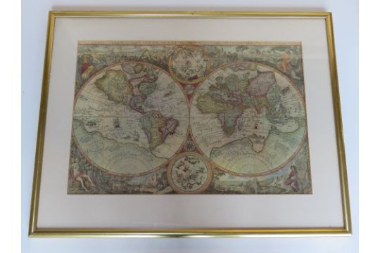 Print; World Map 'Orbis Terrae Compendio - Image 1 of 3