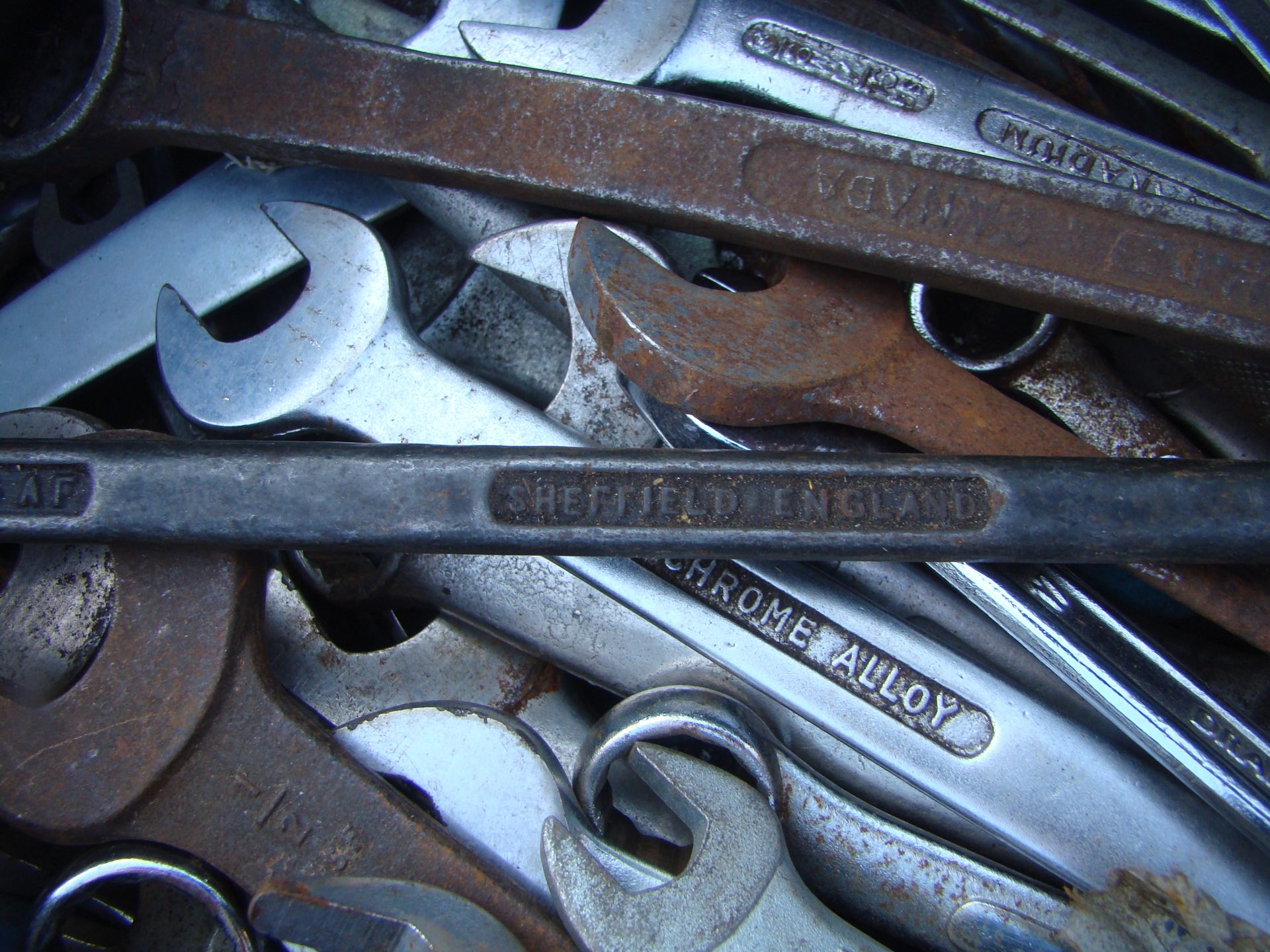 A metal tool box containing a large quantity of metric and imperial spanners including English made, - Image 5 of 6