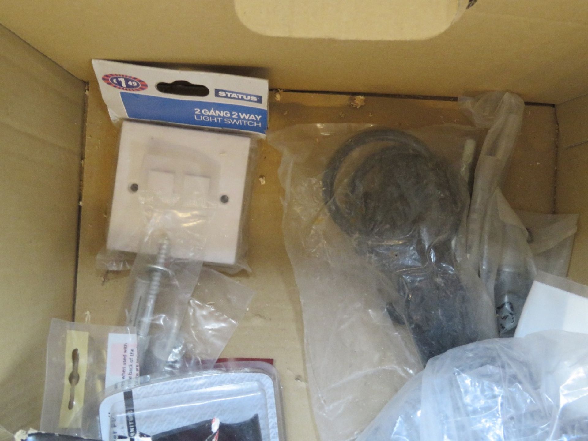 A quantity of assorted hardware inc basin fixing kit, catches, nails, cylinder pull, light switch, - Image 6 of 7