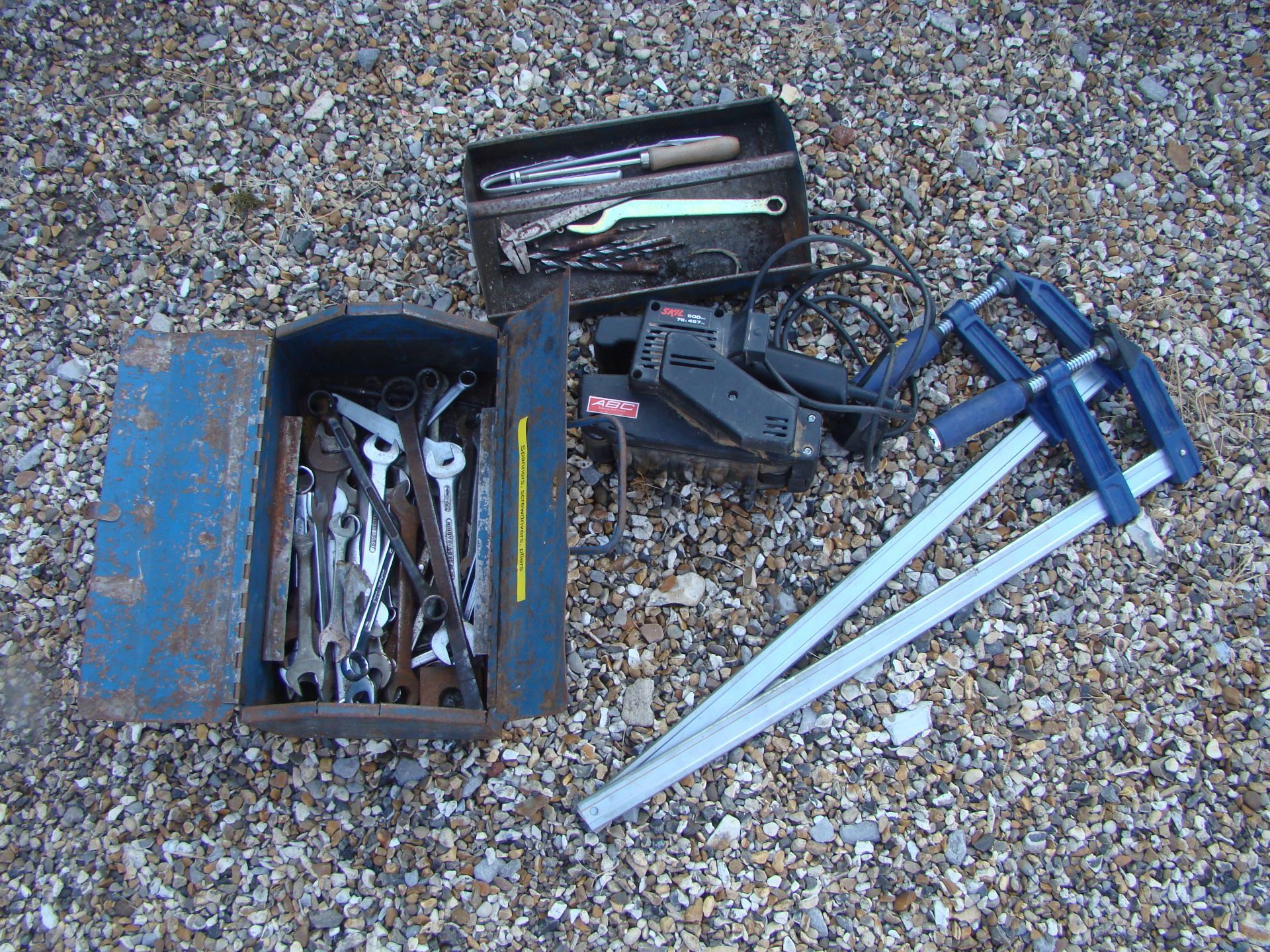 A metal tool box containing a large quantity of metric and imperial spanners including English made, - Image 2 of 6