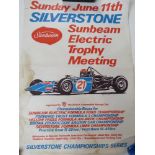An original Silverstone poster c1970s for the Sunbeam Electric Trophy Meeting organised by the