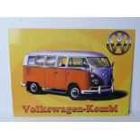 A contemporary metal VW Kombi advertising sign measuring approx 40 x 30cm.