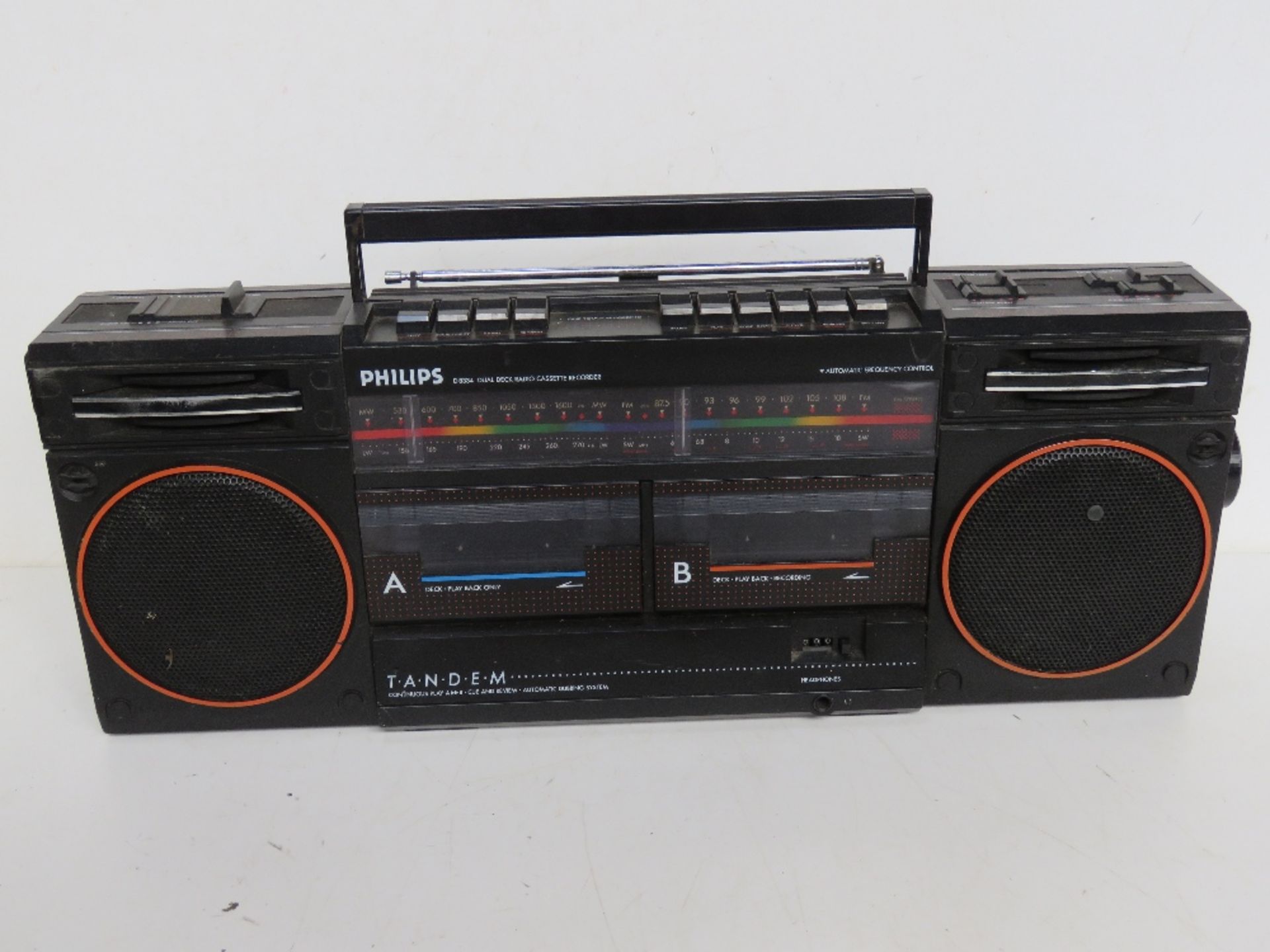 A Philips Tandem duel deck radio cassette recorder.