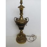 A contemporary brass lamp in the style of a Regency urn, for rewiring.