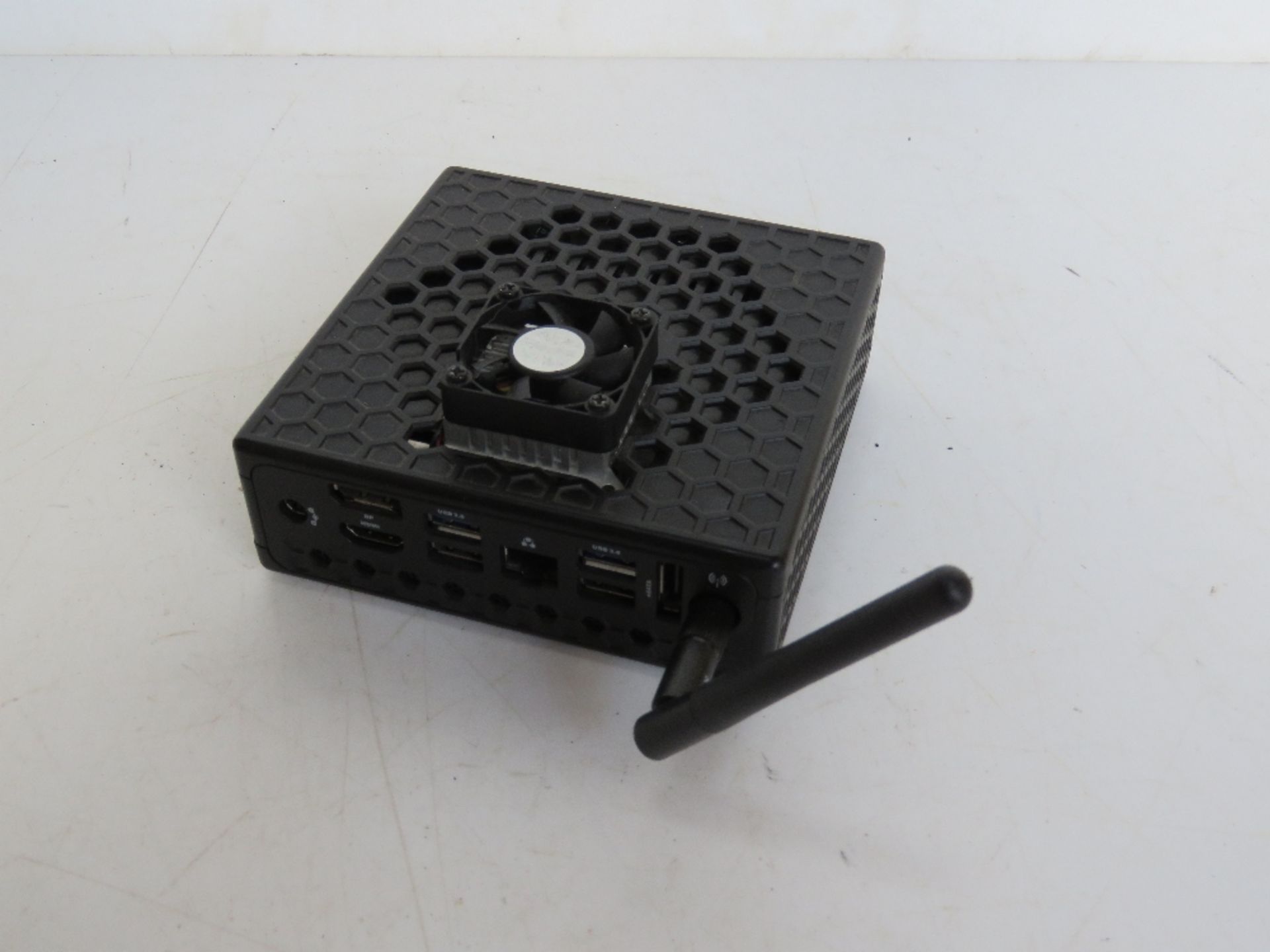 A Zotac mini desktop computer.