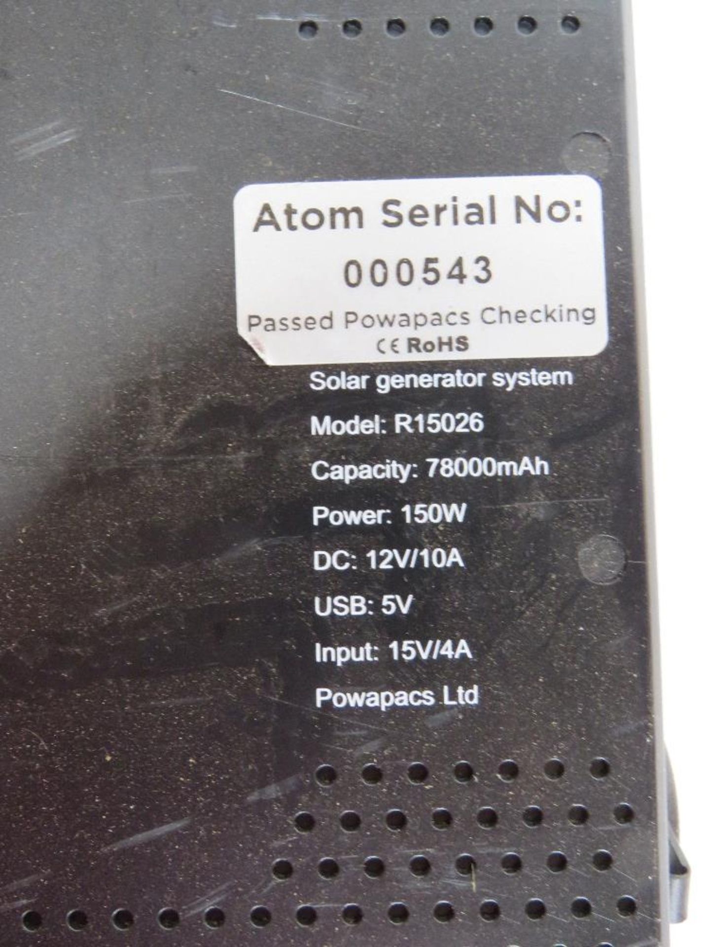 A Powepacs Atom solar generator system Disclaimer - all items in this sale are sold as untested - Image 2 of 2