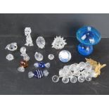 A Mdina glass mushroom together with eight Swarovski crystal figurines (a/f),