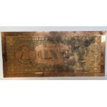 A large copper US 'One Dollar Bill' measuring approx 90 x 40cm.