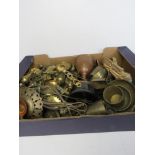 A quantity of assorted brass, copper and metalware including ship themed door knocker, trophy cup,