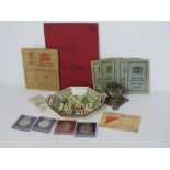 A quantity of assorted items including identity cards, ration book, post office savings book,