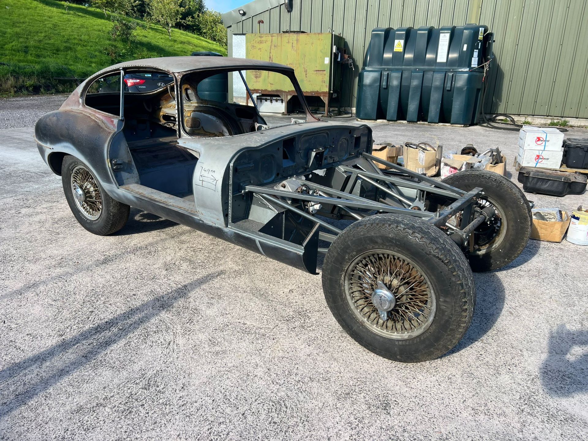 Jaguar E-type Coupé rolling chassis & body. Believed 1967. Right hand drive.