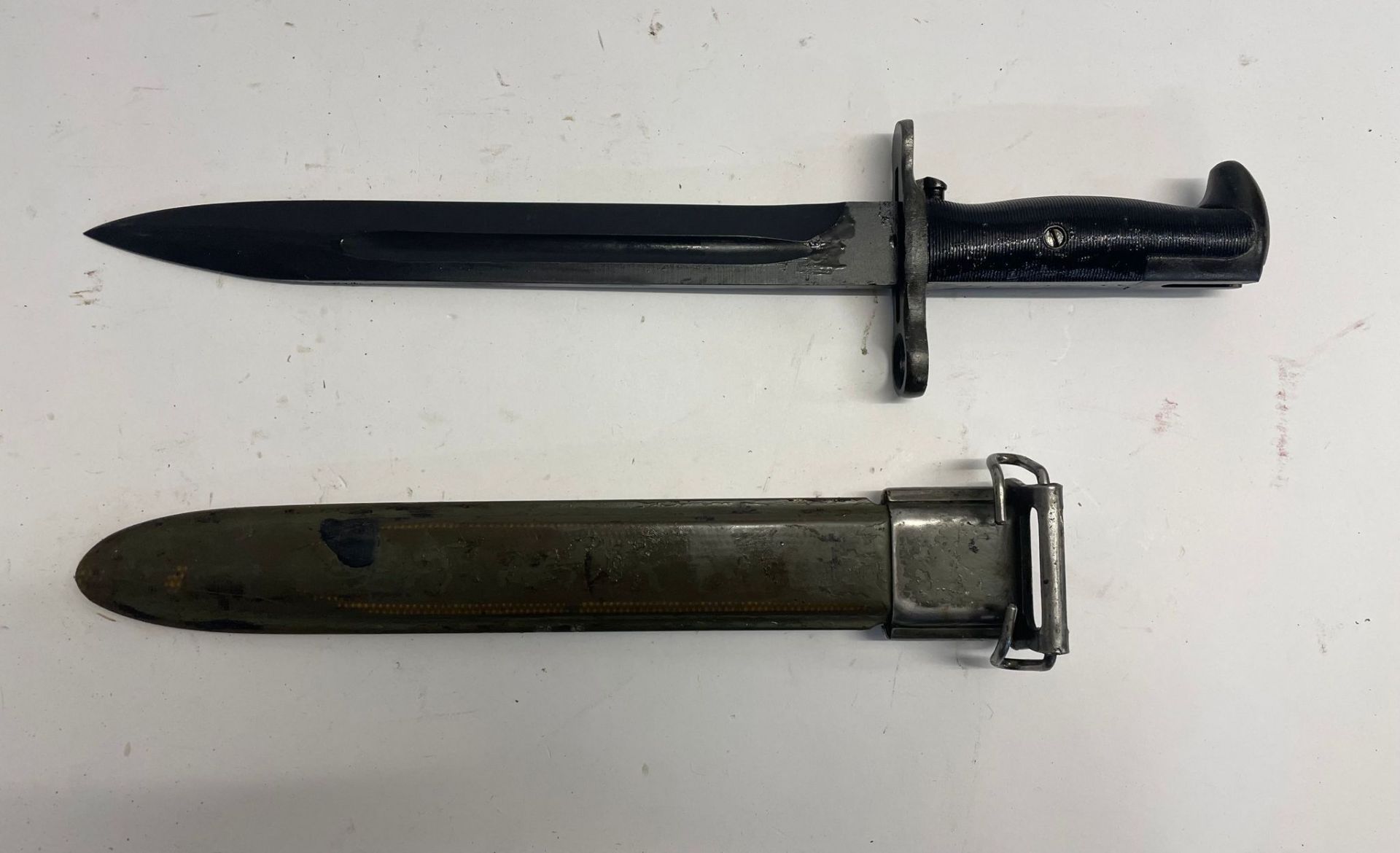 A WWII American M1 Garand bayonet with scabbard. This lot will be available to collect in person - Image 2 of 3