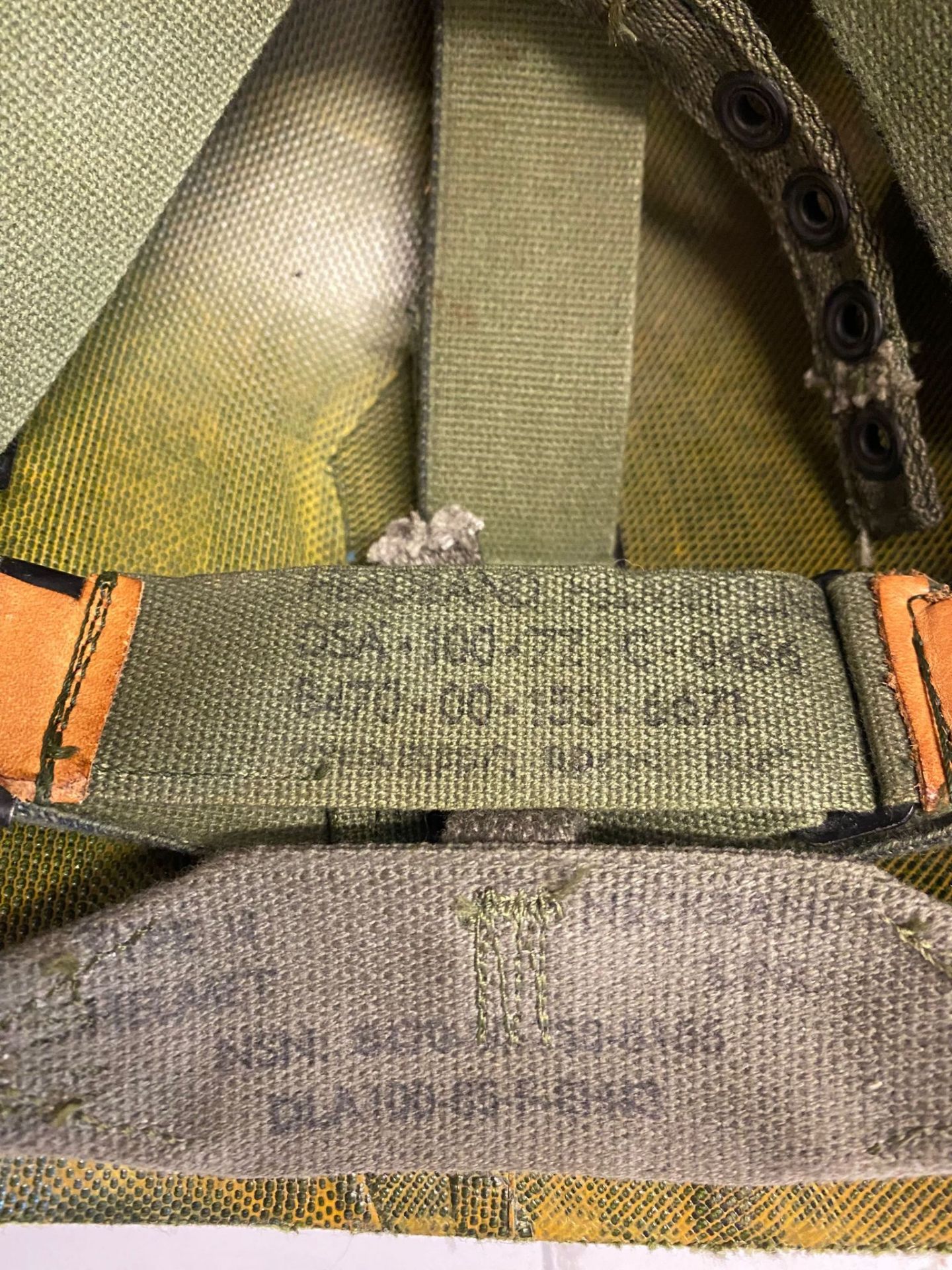 A US M1 airborne training helmet with embroidered band bearing the name Davidson. The cover with - Image 4 of 6