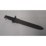 A US M1 bayonet and scabbard.