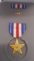 A US 'Silver Star' medal with ribbon and