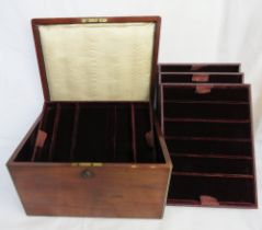 A superbly presented late 19th/ early 20th century travel jewellery case,