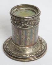 A German 800 silver candle stand in the form of a column pedestal.