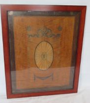 A delightful inlaid Edwardian mahogany panel, framed and glazed, 56.5 x 69cm.