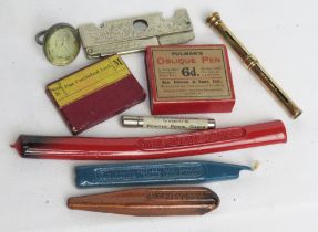 A intaglio wax seal ring and various other writing ephemera.