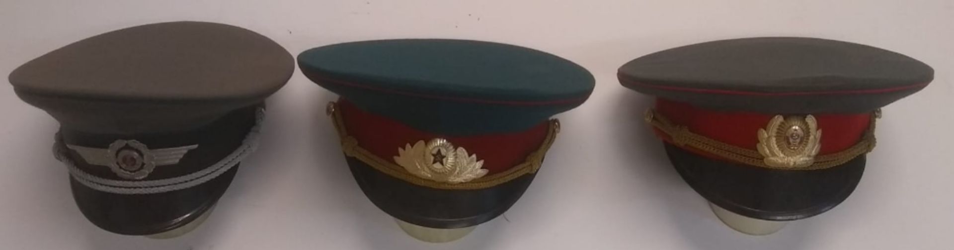 Three Eastern Bloc service caps. This - Image 3 of 3