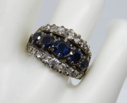 A sapphire and diamond ring in the regency style,