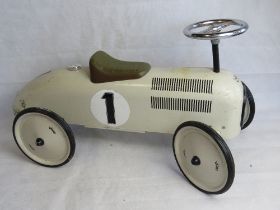 A White Company Vilac cream ride on 'racing' car