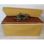 A wicker picnic hamper with case specifically designed to fit to a Rolls-Royce 25/30.