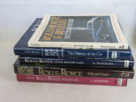 A quantity of Rolls-Royce themed books including Rools-Royce State Motor Cars by A. Pastouna.