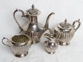 A silver plated tea set.