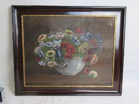 Dutch School oil painting, still life of flowers, signed J. Dassil?, framed.