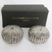 An as new in box Culinary Concepts salt and pepper set in Sea Urchin pattern