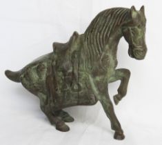 A Chinese bronze standing horse statue in the Ming dynasty style, approx 27cm high.