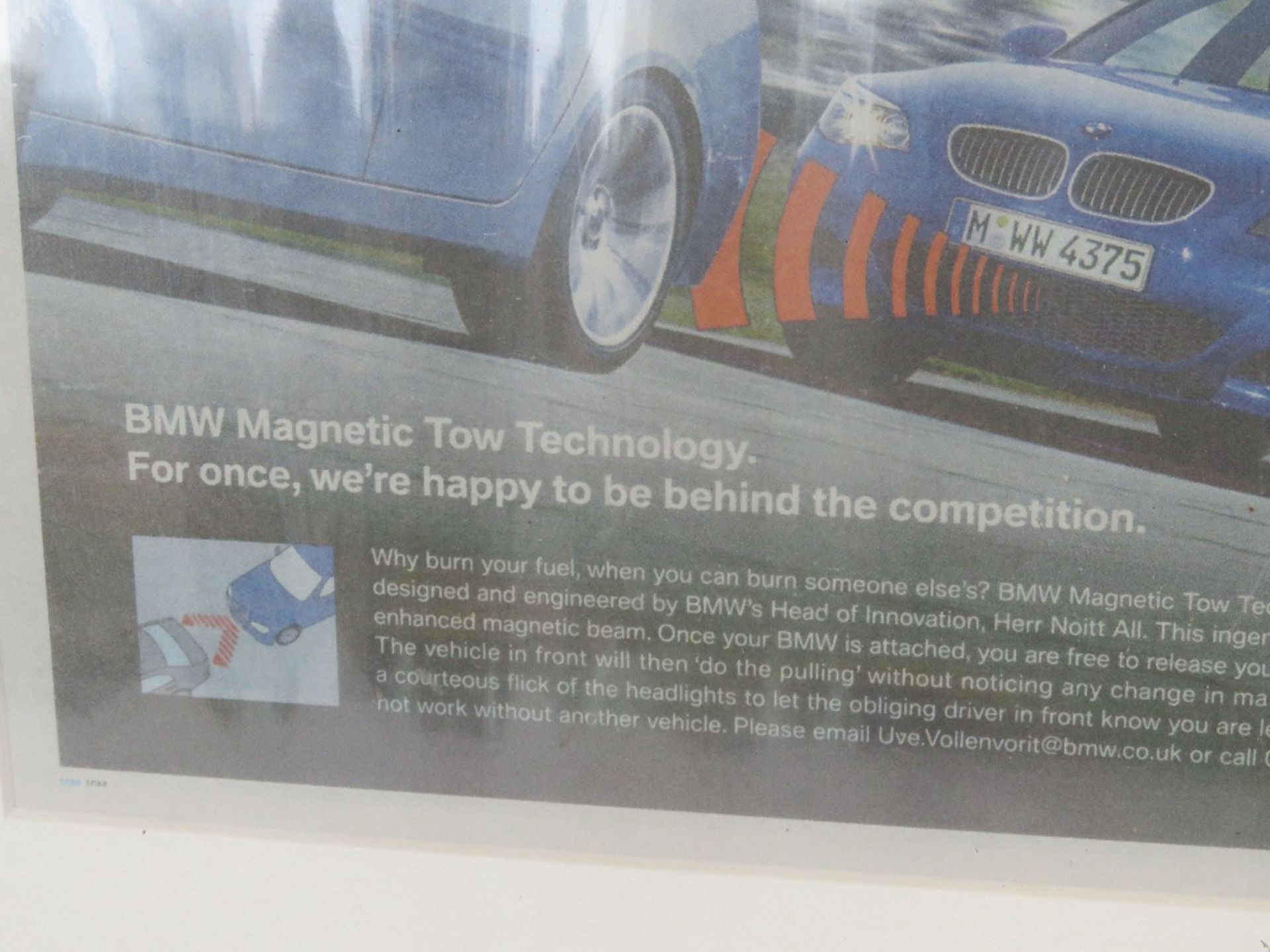 A framed BMW themed newspaper article. - Image 2 of 2