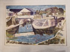SIX 20th/21st C. WORKS BY DIFFERENT HANDS INCLUDES COLOUR PRINT. LOCK GATES RICKMANSWORTH BY JANE